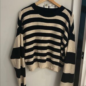 Zara Black and Cream Knit Top